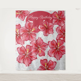 Hibiskus und Spitzenleistung ROT Wandteppich