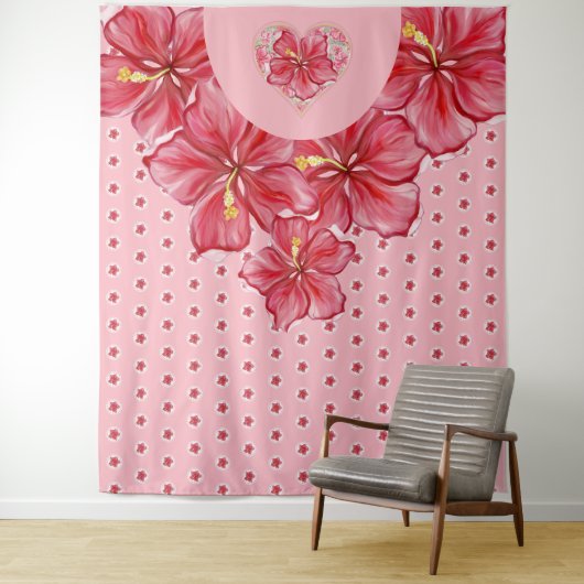 Hibiskus und Spitzenleistung ROT Wandteppich (Beispiel)