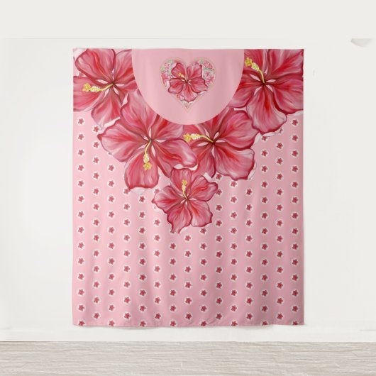 Hibiskus und Spitzenleistung ROT Wandteppich (Vorderseite)