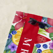 Hibiskus und tropische Blätter Personalisierter Na Strandtuch (Beispiel)