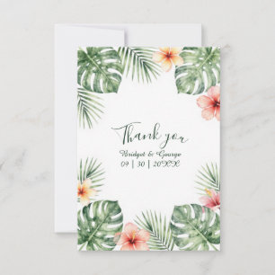 Hibiskus Vintage Hawaii Blumige Tropische Hochzeit Dankeskarte