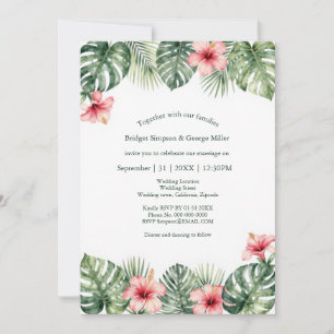 Hibiskus Vintage Hawaii Blumige Tropische Hochzeit Einladung
