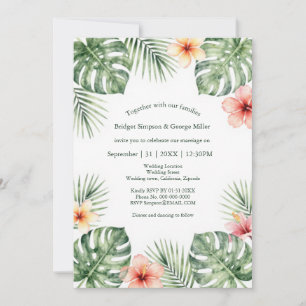 Hibiskus Vintage Hawaii Blumige Tropische Hochzeit Einladung