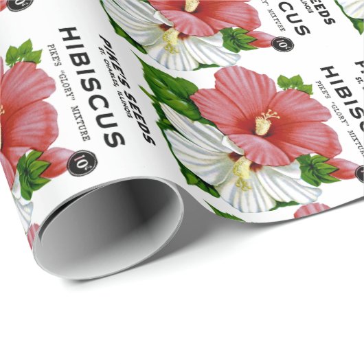 Hibiskus Vintages Saatgut Geschenkpapier (Rolleneckpunkt)