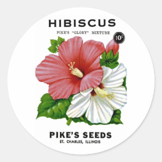 Hibiskus Vintages Saatgut Runder Aufkleber