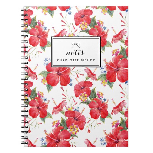Hibiskus von Aquarellen und Muster von Lantana Notizblock (Vorderseite)