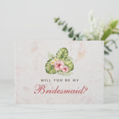 Hibiskus von Bridesmaid für tropisches Blumenrosa Karte (Stehend Vorderseite)