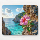 Hibiskus wächst auf einer felsigen Klippe Mousepad (Vorne)