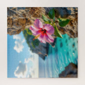 Hibiskus wächst auf einer felsigen Klippe Puzzle (Vertikal)