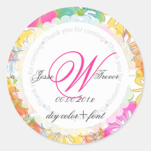 Hibiskus/Wasserfarbe von PixDezines Runder Aufkleber