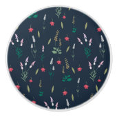 Hibiskus Wasserfarbene botanische Blüte Nahtlos Keramikknauf (Vorderseite)