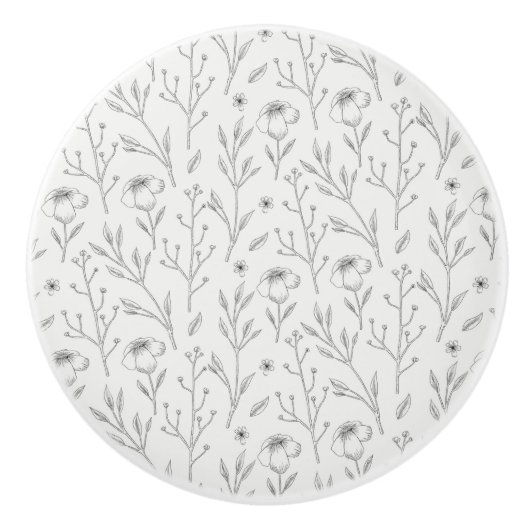 Hibiskus Wasserfarbene botanische Blüte Nahtlos Keramikknauf (Vorderseite)