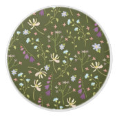 Hibiskus Wasserfarbene botanische Blüte Nahtlos Keramikknauf (Vorderseite)