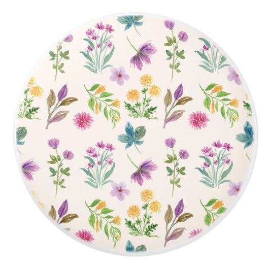 Hibiskus Wasserfarbene botanische Blüte Nahtlos Keramikknauf (Vorderseite)