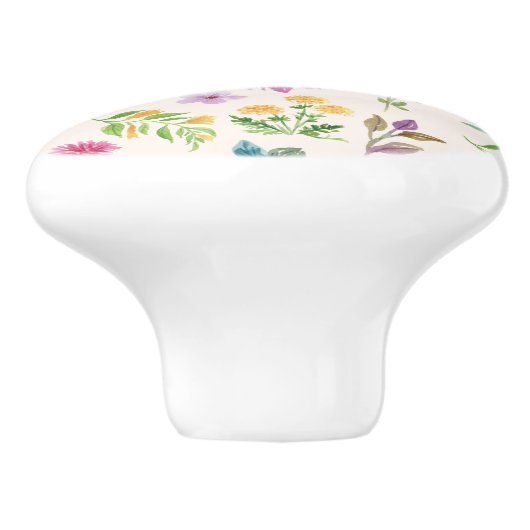 Hibiskus Wasserfarbene botanische Blüte Nahtlos Keramikknauf (Seitenansicht)