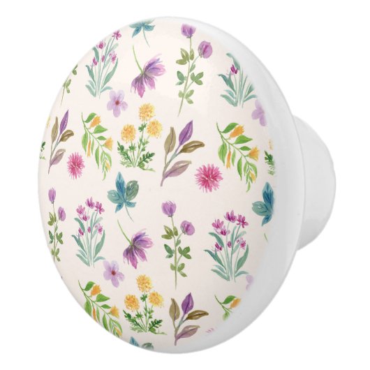 Hibiskus Wasserfarbene botanische Blüte Nahtlos Keramikknauf (Rechts)