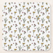 Hibiskus Wasserfarbene botanische Blüte Nahtlos Rechteckiger Pappuntersetzer (Vorderseite)