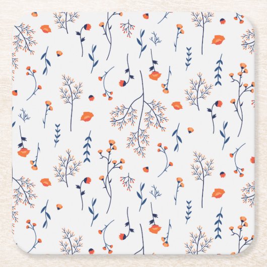 Hibiskus Wasserfarbene botanische Blüte Nahtlos Rechteckiger Pappuntersetzer (Vorderseite)