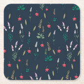 Hibiskus Wasserfarbene botanische Blüte Nahtlos Rechteckiger Pappuntersetzer (Vorderseite)