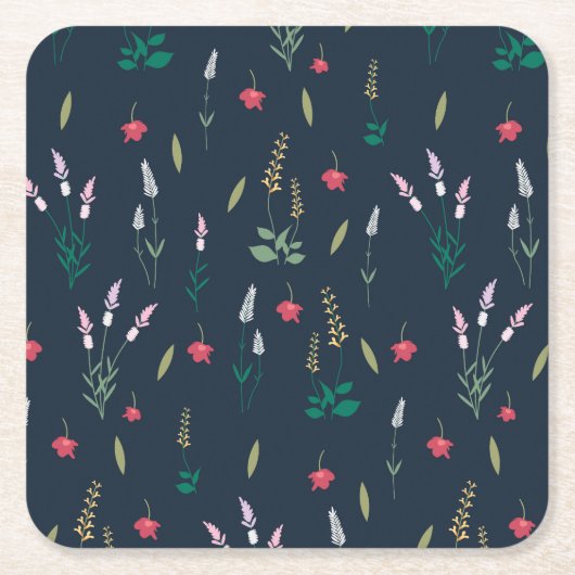 Hibiskus Wasserfarbene botanische Blüte Nahtlos Rechteckiger Pappuntersetzer (Vorderseite)