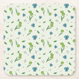 Hibiskus Wasserfarbene botanische Blüte Nahtlos Rechteckiger Pappuntersetzer