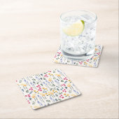 Hibiskus Wasserfarbene botanische Blüte Nahtlos Rechteckiger Pappuntersetzer (Vor Ort)