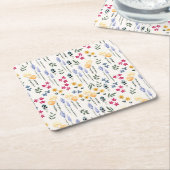 Hibiskus Wasserfarbene botanische Blüte Nahtlos Rechteckiger Pappuntersetzer (angewinkelt)