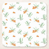 Hibiskus Wasserfarbene botanische Blüte Nahtlos Rechteckiger Pappuntersetzer (Vorderseite)