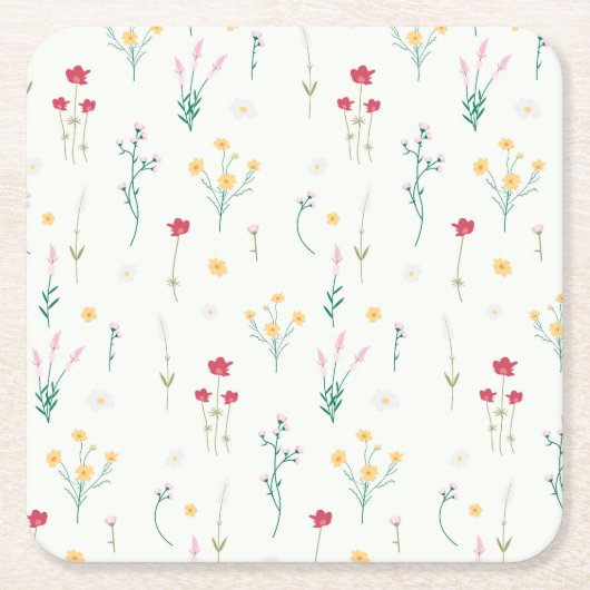 Hibiskus Wasserfarbene botanische Blüte Nahtlos Rechteckiger Pappuntersetzer (Vorderseite)