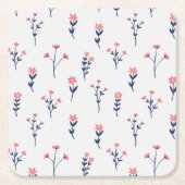 Hibiskus Wasserfarbene botanische Blüte Nahtlos Rechteckiger Pappuntersetzer (Vorderseite)