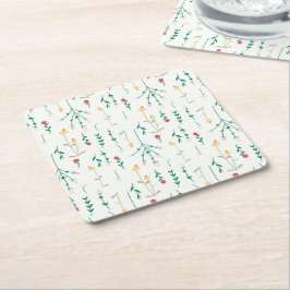 Hibiskus Wasserfarbene botanische Blüte Nahtlos Rechteckiger Pappuntersetzer