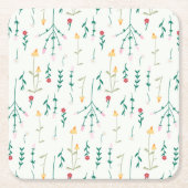 Hibiskus Wasserfarbene botanische Blüte Nahtlos Rechteckiger Pappuntersetzer (Vorderseite)