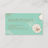 Hibiskus Wedding Calligrafy Blume grün Visitenkarte (Rückseite)