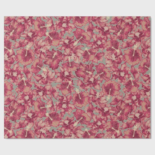 Hibiskus, Weihnachten im hawaiianischen Stil Geschenkpapier (Flach)