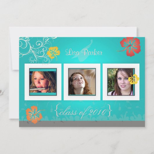 Hibiskus/Wirbel/tropische Blume Foto Einladung (Vorderseite)