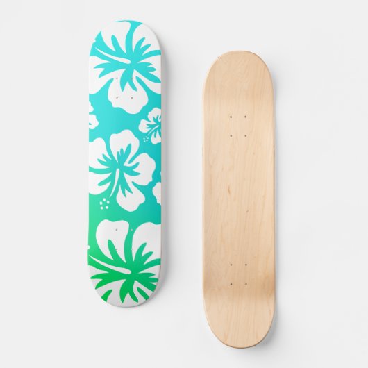 Hibiskus zu Blue Green Skateboard (Vorderseite)