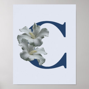 Hibiskusblumen-Monogramm Anfangsbuchstabe C Poster