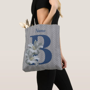 Hibiskusblumen-Monogramm Initiale B Personalisiert Tasche
