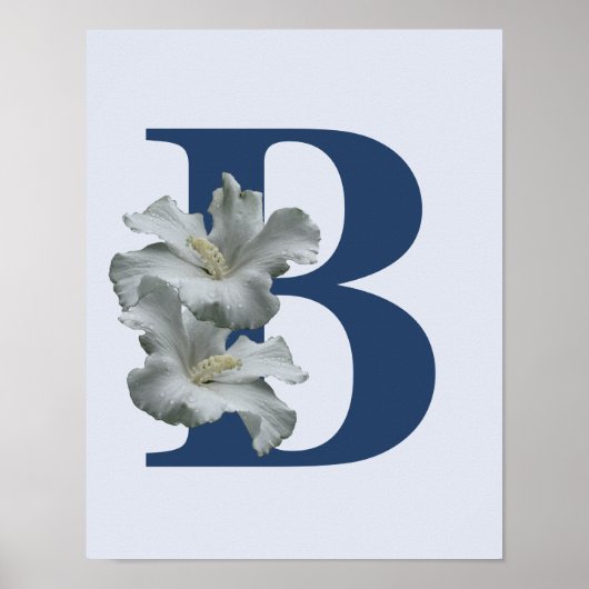 Hibiskusblumen-Monogramm Initiale B Poster (Vorne)