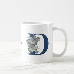 Hibiskusblumen-Monogramm Initiale D Personalisiert Kaffeetasse