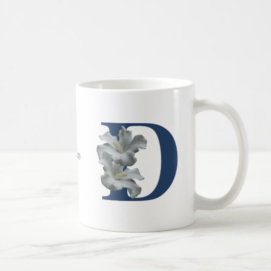 Hibiskusblumen-Monogramm Initiale D Personalisiert Kaffeetasse (Rechts)