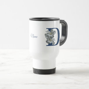 Hibiskusblumen-Monogramm Initiale D Personalisiert Reisebecher