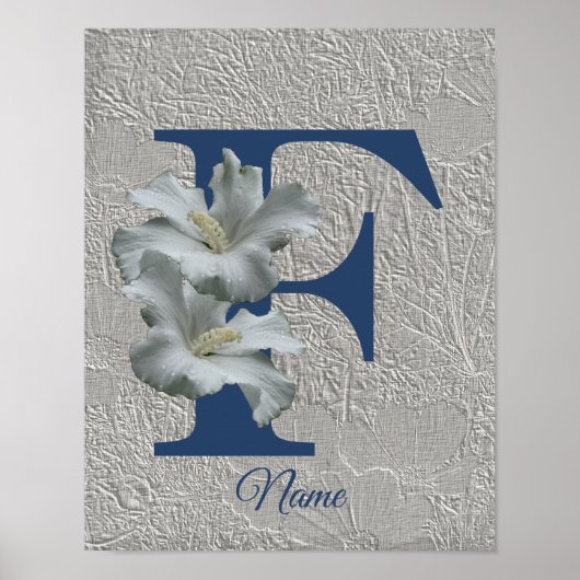 Hibiskusblumen-Monogramm Initiale F Ihr Name Poster (Vorne)