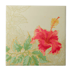 Hibiskusblüte auf getöntem Hintergrund Fliese