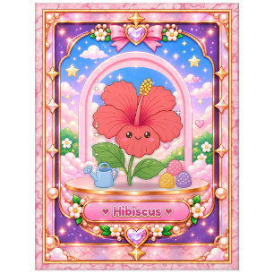 Hibiskusblüte, Kawaii-Kunst Postkarte