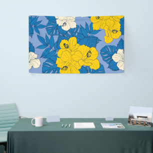 Hibiskusblüten und Blätter Banner