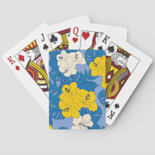 Hibiskusblüten und Blätter   Spielkarten