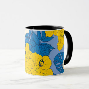 Hibiskusblüten und Blätter Tasse