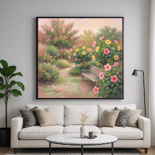 Hibiskusgarten - Pastellmalerei-Stil Poster