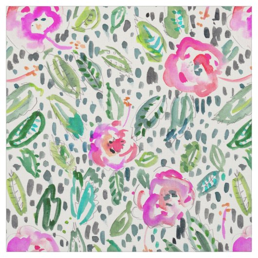 Hibiskuslustiger Painterly Watercolor Stoff (Muster)